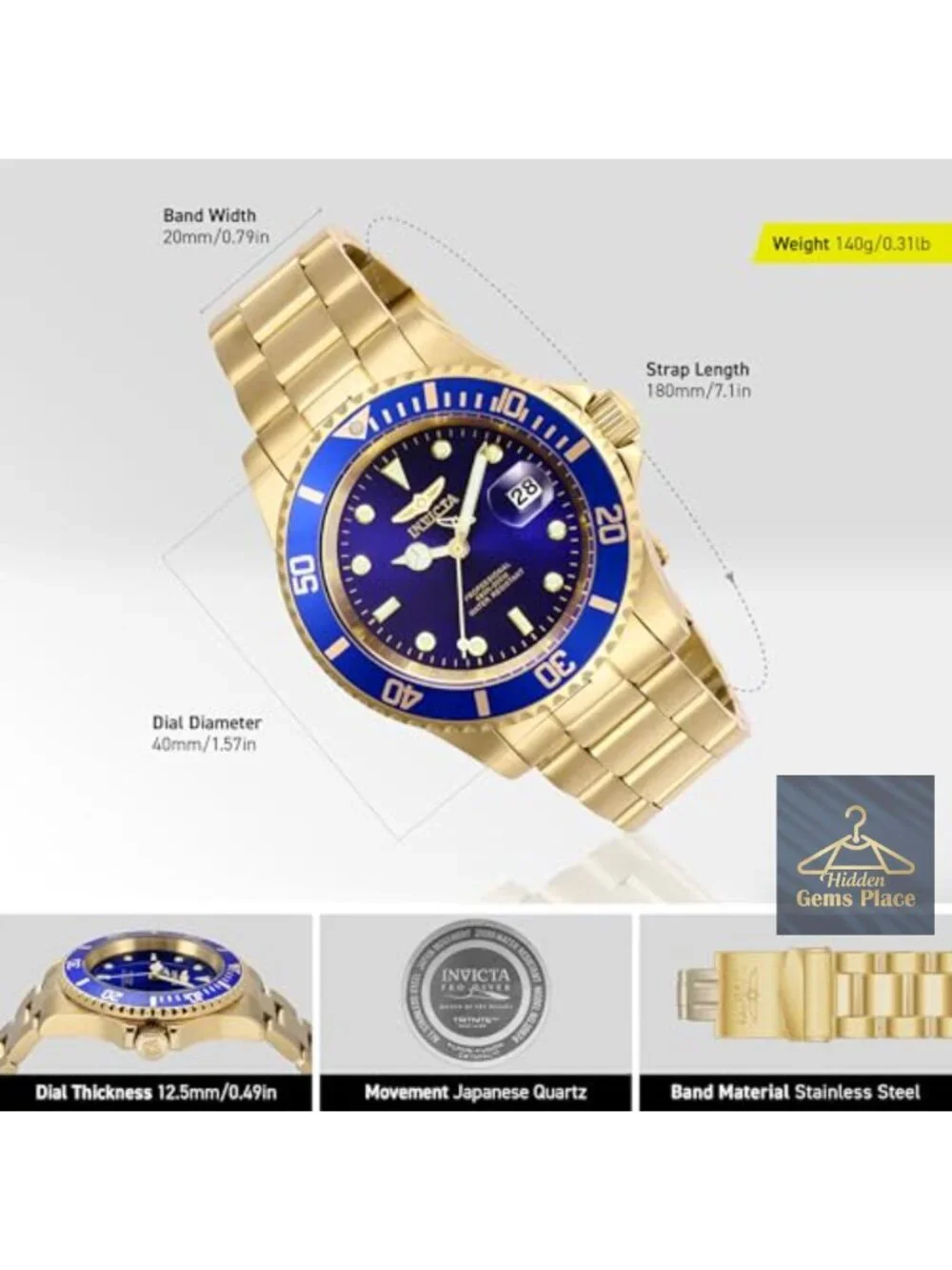 Pro Diver Quartz Watch Stainless Steel Strap 200m Water Resistant